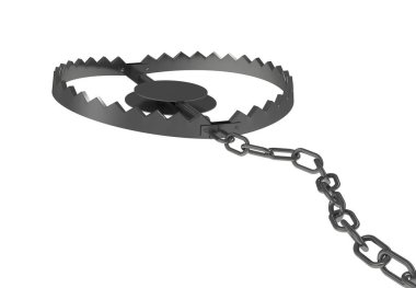 Iron trap. concept of difficult and obstacle. 3d rendering