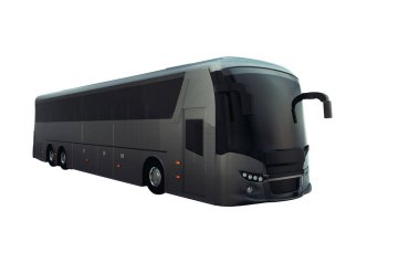 Black bus to transport people for trips or transfers. 3d rendering