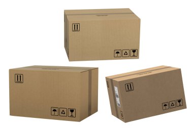 Cardboard boxes. shopping , delivery and moving concept. 3d render clipart