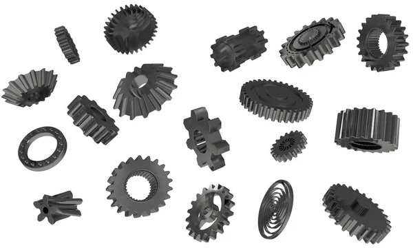 Gears 合作的商业概念电子解决方案 3D渲染 — 图库照片