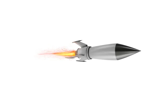 Potente Missile Che Vola Con Fuoco Concetto Spedizione Business Goal — Foto Stock
