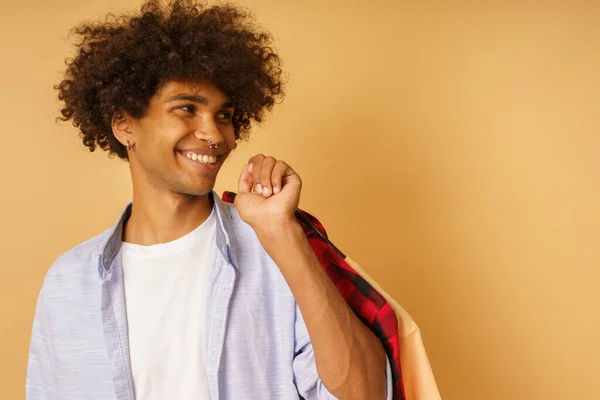 Happy Afro Happy Man Buy Clothes Store — Stock Photo, Image