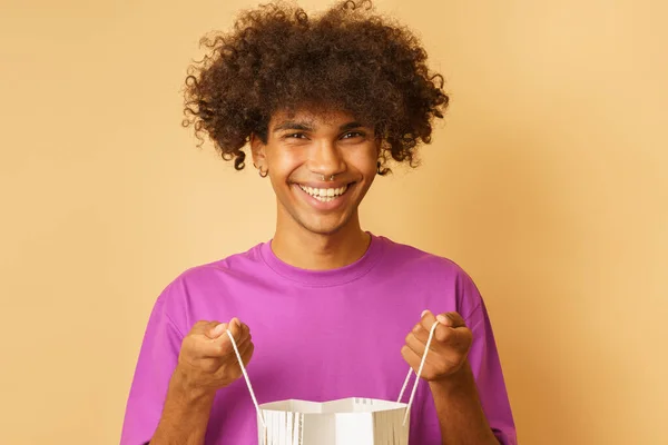 Happy Smiling Man Shopping Bags Hand — Stock Photo, Image