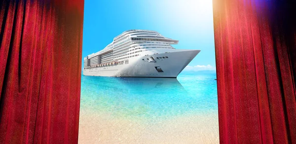 Theater Stage Opened Curtain Ready Summer Cruise — Stock Photo, Image
