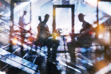 Çalışan iş adamları siluetinin soyut konsepti