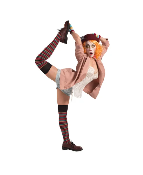 Als Clown Verkleidete Frau Bereit Für Den Auftritt — Stockfoto