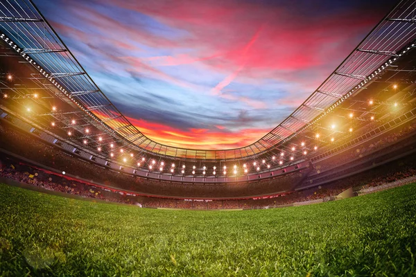 Veld Spelen Een Voetbalstadion Weergave — Stockfoto