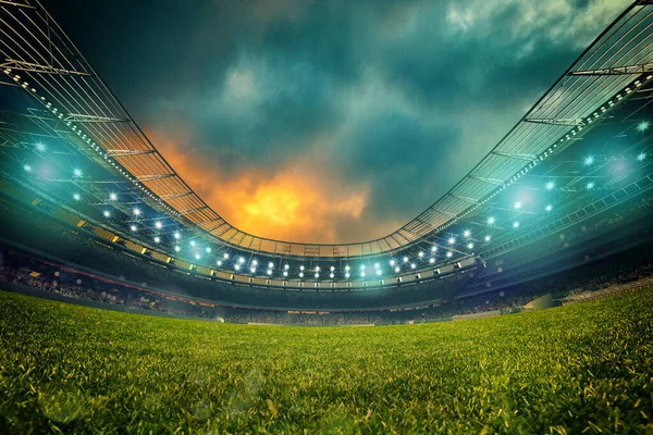 Veld Spelen Een Voetbalstadion Weergave — Stockfoto