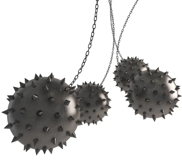 Iron Ball Spikes Concept Difficult Obstacle Rendering — Photo