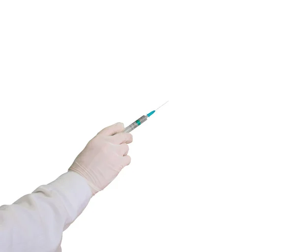 Medic Met Een Injectiespuit Met Koel Vaccin — Stockfoto