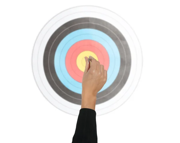 Business Person Tries Center Target — Stock Photo, Image