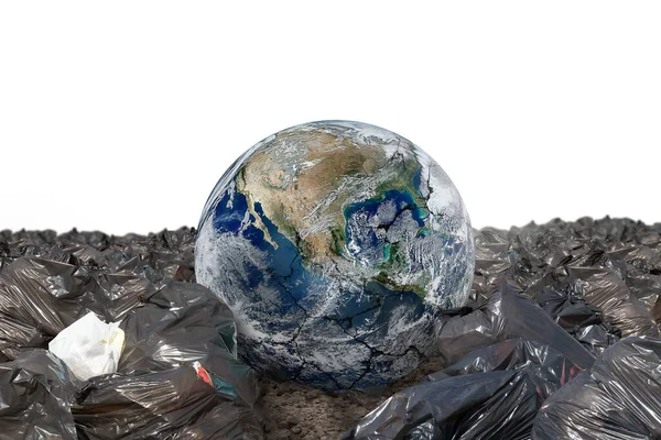 Ziemia Otoczona Niezróżnicowanymi Śmieciami Świat Dostarczony Przez Nasa — Zdjęcie stockowe