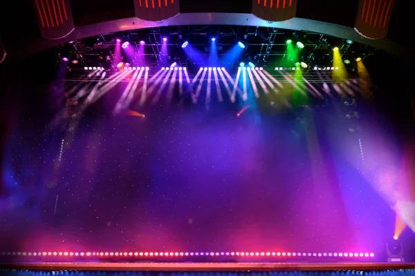 Elegant Theater Stage Colorful Lights Smoke — Stock Photo, Image