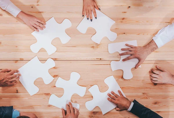 Teamwork Partners Concept Integration Startup Puzzle Pieces — Stock Photo, Image