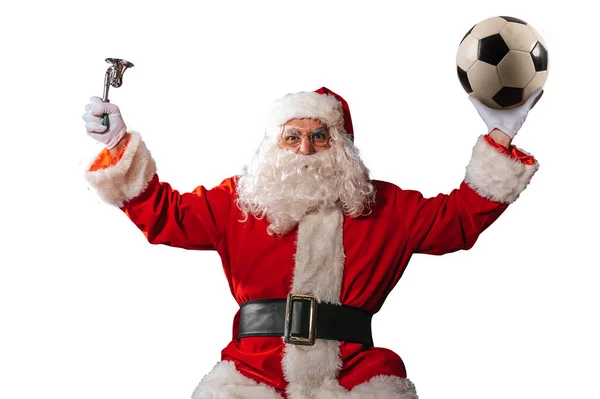 Santa Claus Ready See Football Match — Stock Photo, Image