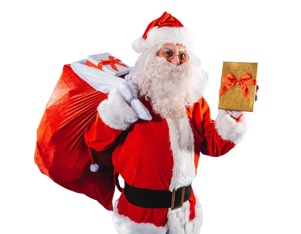 Happy Santa Claus Siap Untuk Memberikan Hadiah Natal — Stok Foto