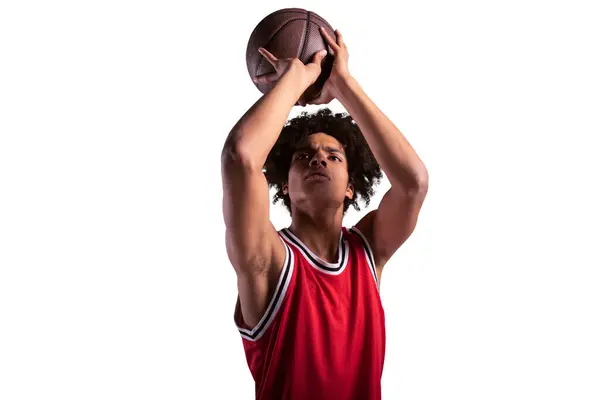 Pemain Basket Siap Menembak Bola — Stok Foto