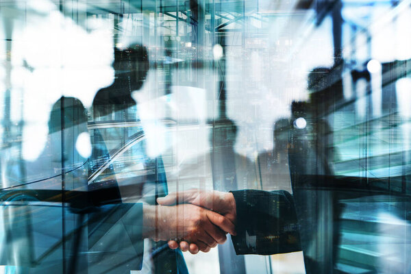 Handshaking Business People Office Teamwork Partnership Concept Royalty Free Stock Images