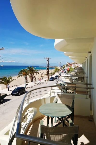 Вид Балкона Пляж Гори Олімп Фоні Регіоні Халкідіки Греція — стокове фото
