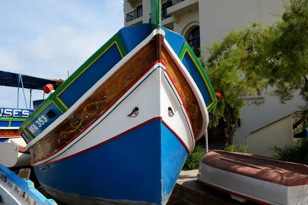 Sliema Malta April Traditional Maltese Luzzu Boat Tourists Cruises April — Stock Photo, Image