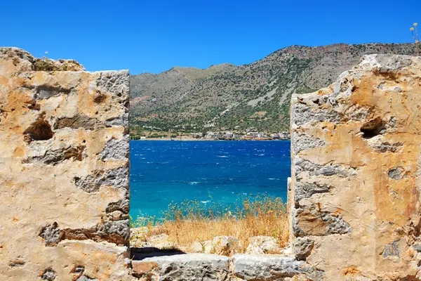 Das Gebäude Auf Der Spinalonga Insel Beton Griechenland lizenzfreie Stockfotos
