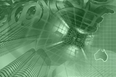 İletişim kolajı - harita, posta işaretleri ve rakamlar.