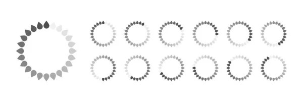Chargement Circulaire Icônes Tampons Vidéo Vectorielle Prête Pour Animation Gif — Image vectorielle
