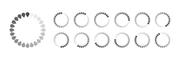Chargement Circulaire Icônes Tampons Vidéo Vectorielle Prête Pour Animation Gif — Image vectorielle