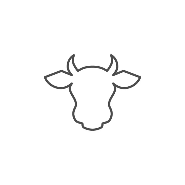 Связанный Головой Коровы Векторный Значок Сельское Хозяйство Векторный Контур Иллюстрации — стоковый вектор