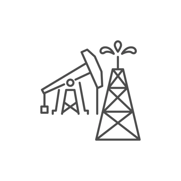 Ölplattform Und Pumpe Verwandte Lineare Vektor Symbol Vereinzelt Auf Weißem — Stockvektor