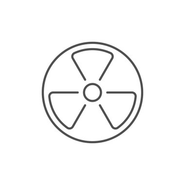 Radyasyonla ilgili vektör doğrusal simgesi. Nükleer enerji ikonu. Atom gücü. Radyoaktif tehlike. Beyaz arkaplanda izole edilmiş vektör çizgisi çizimi. Düzenlenebilir vuruş