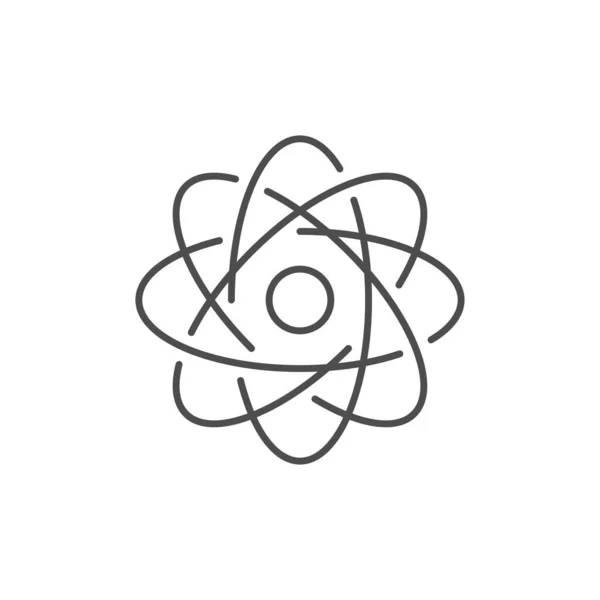原子相关的矢量线图标 矢量轮廓在白色背景上孤立 核能源 电子轨道的原子核 物理和化学符号 可编辑笔划 — 图库矢量图片