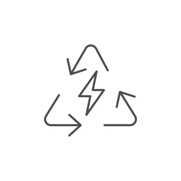 エネルギー関連のベクトル線型アイコンのリサイクル 再生可能エネルギー リサイクル ウィット ライトニング ベクトルアウトライン図白地に分離 編集可能なストローク — ストックベクタ