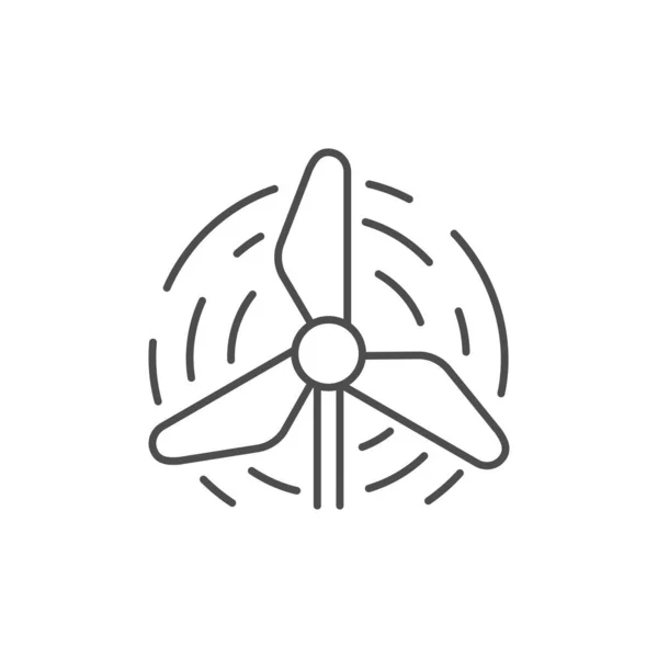 风能相关矢量线形图标 替代能源工业 风力涡轮机 矢量轮廓在白色背景上孤立 可编辑笔划 — 图库矢量图片