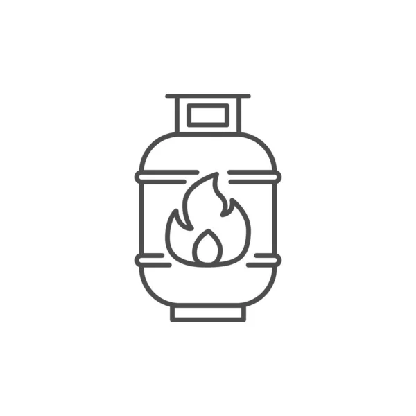Lineares Symbol Zusammenhang Mit Gasflaschen Metalltank Mit Brennbarem Industriebrennstoff Gas — Stockvektor