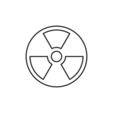 Radyasyonla ilgili vektör doğrusal simgesi. Nükleer enerji ikonu. Atom gücü. Radyoaktif tehlike. Beyaz arkaplanda izole edilmiş vektör çizgisi çizimi. Düzenlenebilir vuruş