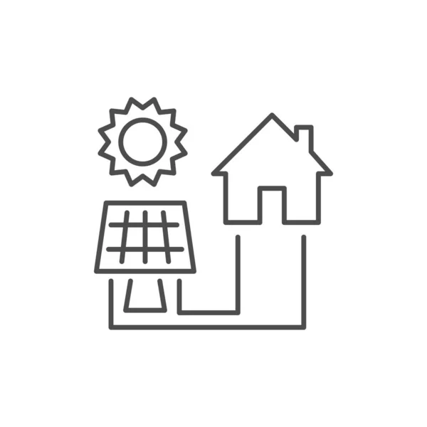 太陽電池関連のベクトル線形アイコン 太陽光発電所 再生可能エネルギー 代替電気製造 太陽光発電 代替エネルギー源 パワーデバイスだ 編集可能なストローク — ストックベクタ