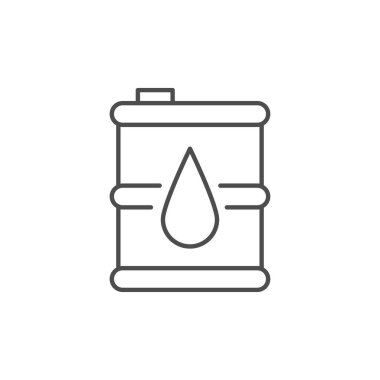 Yağ fıçısıyla ilgili vektör doğrusal simgesi. Beyaz arkaplanda izole edilmiş vektör çizgisi çizimi. Organik kimya. Petrol çelik konteynır. Yakıt endüstrisi. Petrol üretimi. Düzenlenebilir vuruş