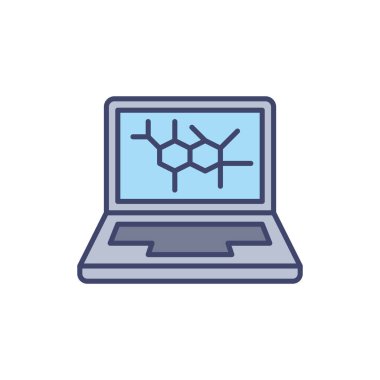 Bilgisayarla ilgili vektör çizgisi simgesi. Dizüstü bilgisayar. Beyaz arka planda izole edilmiş. Vektör çizimi. Düzenlenebilir vuruş