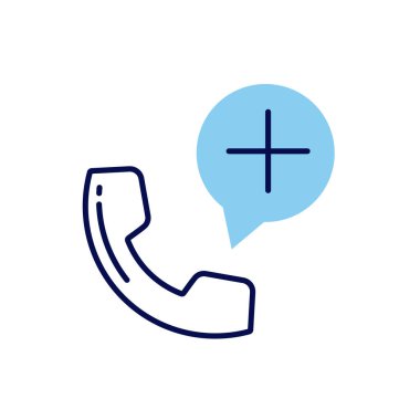 Acil Telefon ile ilgili vektör çizgisi simgesi. Beyaz arka planda izole edilmiş. Vektör çizimi. Düzenlenebilir vuruş