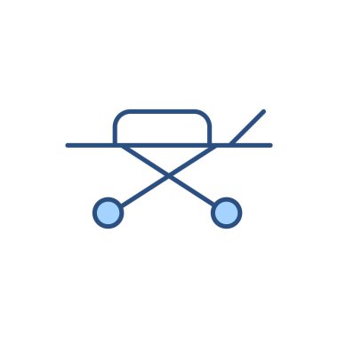 Hastane yatağı ile ilgili vektör çizgisi ikonu. Beyaz arka planda izole edilmiş. Vektör çizimi. Düzenlenebilir vuruş