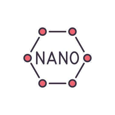 Nanoteknolojiyle ilgili vektör çizgisi simgesi. Beyaz arka planda izole edilmiş. Vektör çizimi. Düzenlenebilir vuruş