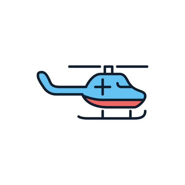 Ikonen För Nödhelikopterrelaterade Vektorlinjer Isolerad Vit Bakgrund Vektorillustration Redigerbar Stroke — Stock vektor