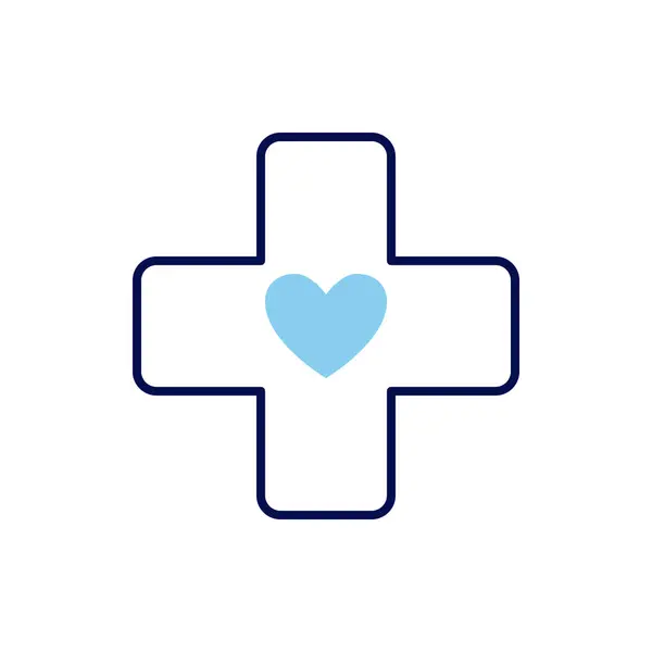 Ιατρικό Σταυρό Σχετικές Διανυσματική Γραμμή Εικονίδιο Καρδιά Απομονωμένο Λευκό Φόντο — Διανυσματικό Αρχείο