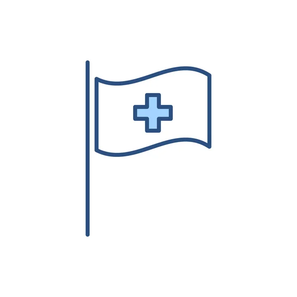 Tıbbi Bayrak Bağlantılı Vektör Çizgisi Simgesi Beyaz Arka Planda Izole — Stok Vektör