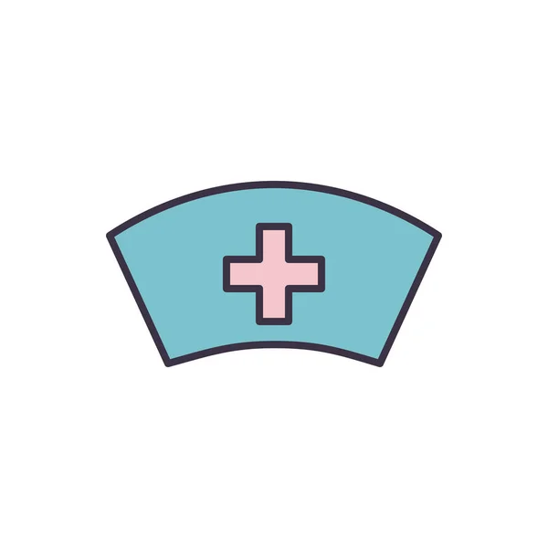 Значок Векторной Линии Медсестры Шляпы Изолированный Белом Фоне Векторная Иллюстрация — стоковый вектор