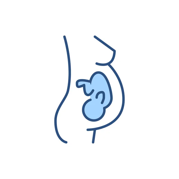 Schwangerschaftsbezogene Vektorzeilensymbole Frau Körper Kind Vereinzelt Auf Weißem Hintergrund Vektorillustration — Stockvektor