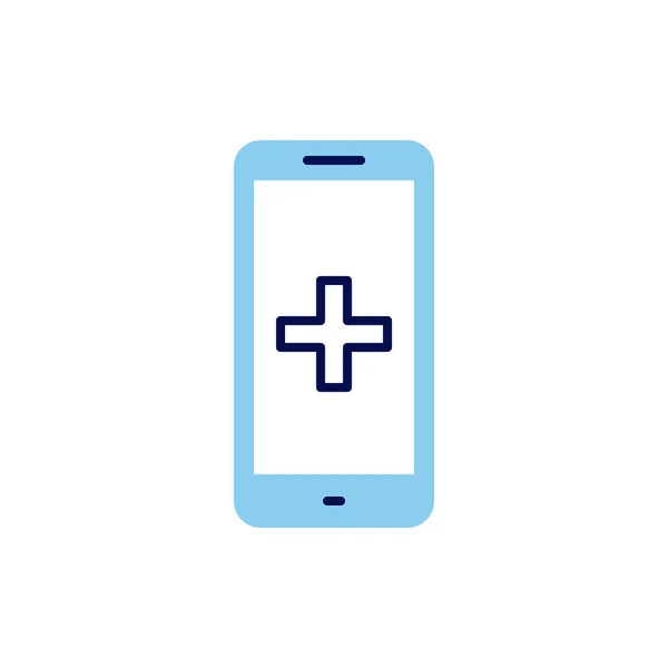 Smartphone Medical App Related Vector Line Icon Medical Cross Isolated — Stock Vector