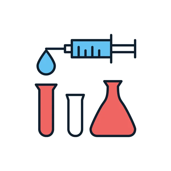 Syringe Lab Tubes Related Vector Line Icon Test Tube Isolated — Stock Vector