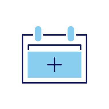 Yıllık Tıbbi Kontrol İlgili vektör çizgisi simgesi. Takvim. Beyaz arka planda izole edilmiş. Vektör çizimi. Düzenlenebilir vuruş